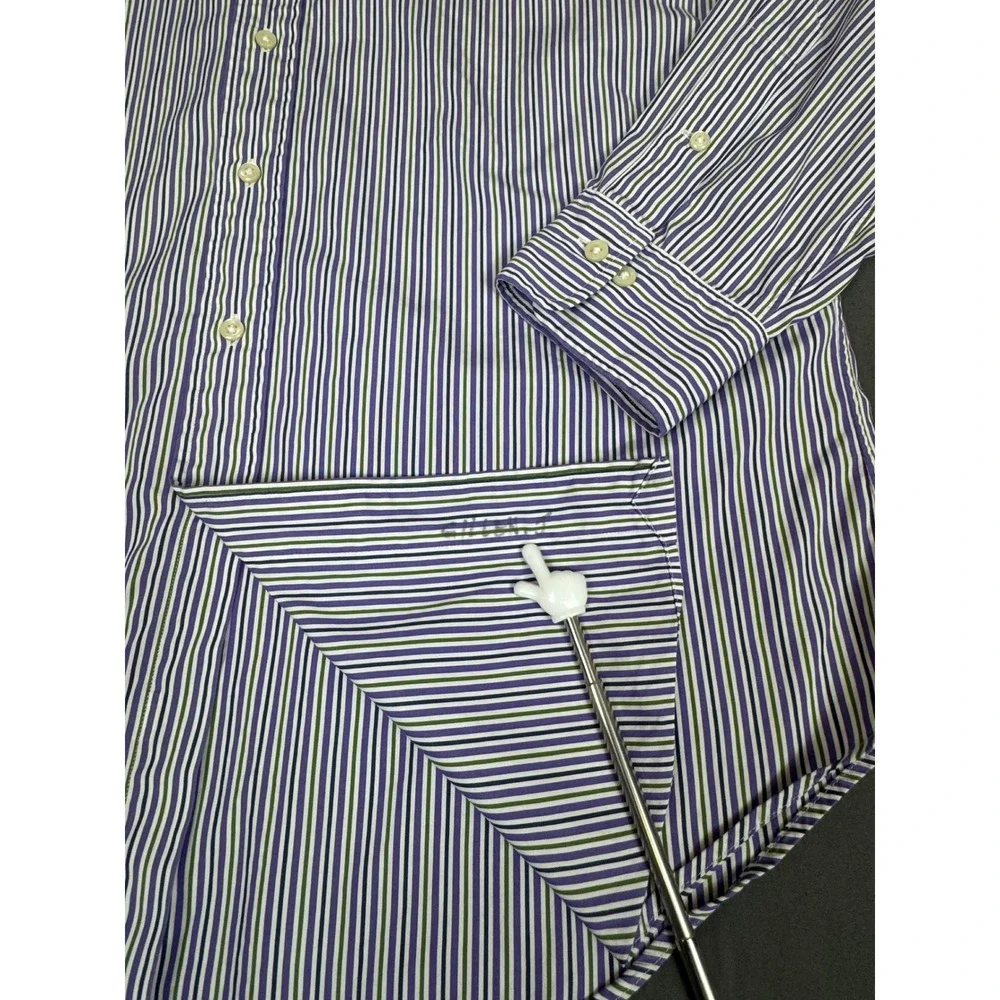 Polo Ralph Lauren Regent Classic Fit Mens 16 34/35 Purple Green Striped Shirt